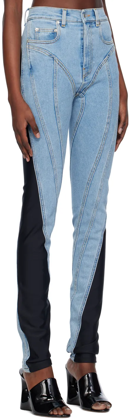 Contrast-Panel Slim-Fit Jeans
