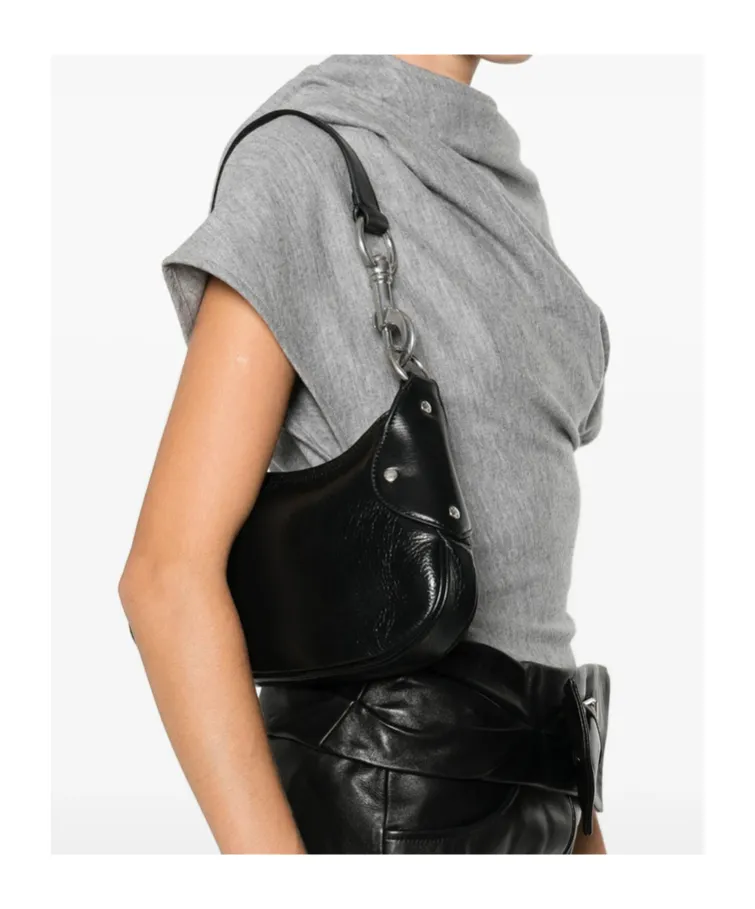 Rivet-Detail Leather Shoulder Bag