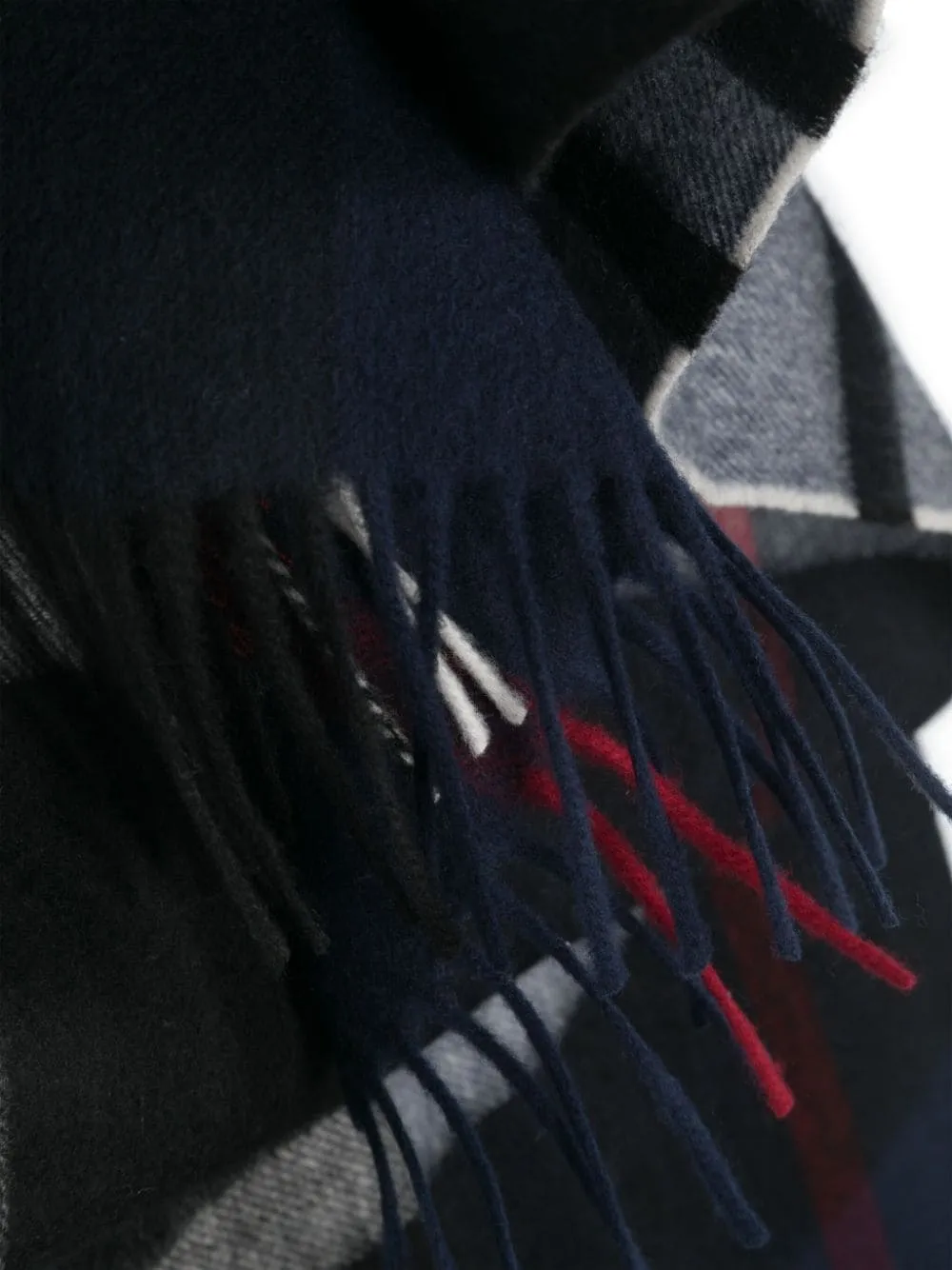 Check-Pattern Fringe-Detailing Scarf