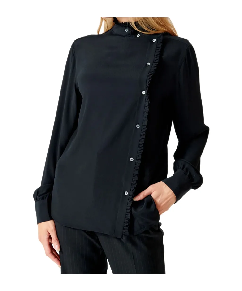 Side Button Ruffle Blouse