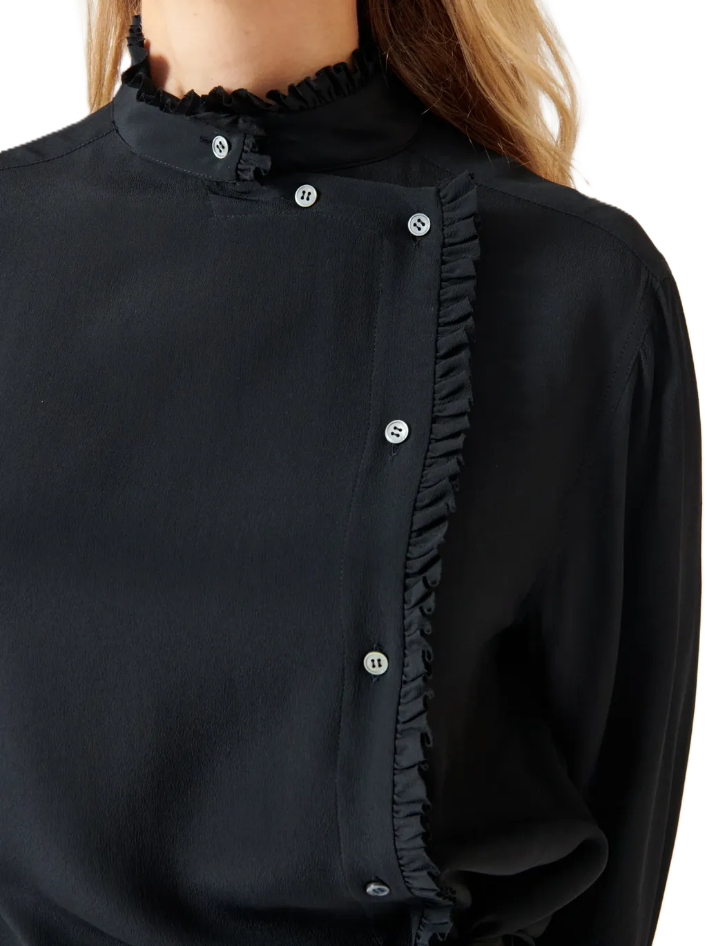 Side Button Ruffle Blouse