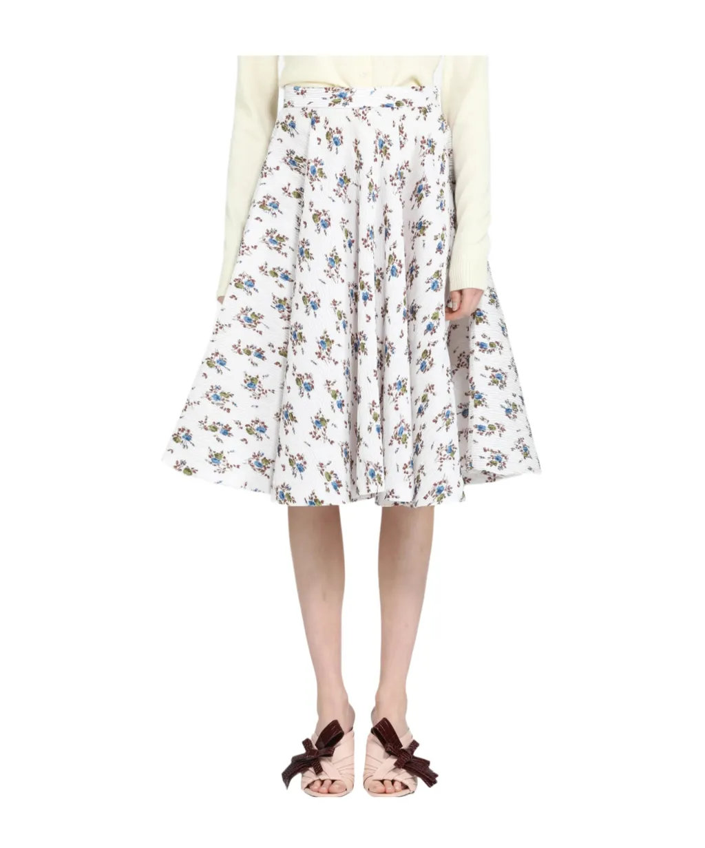 Floral-Print Pleated Midi Skirt