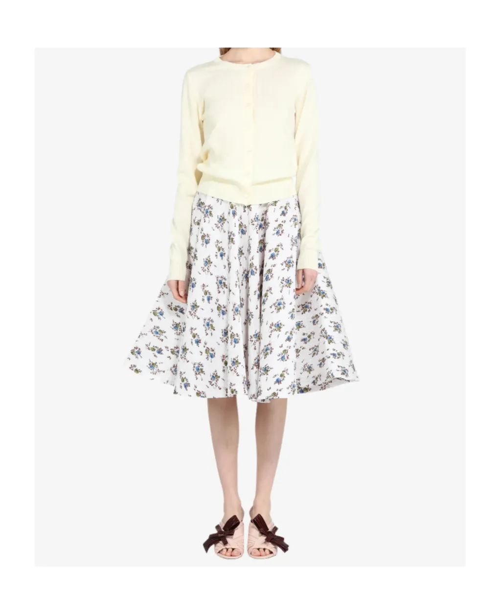 Floral-Print Pleated Midi Skirt