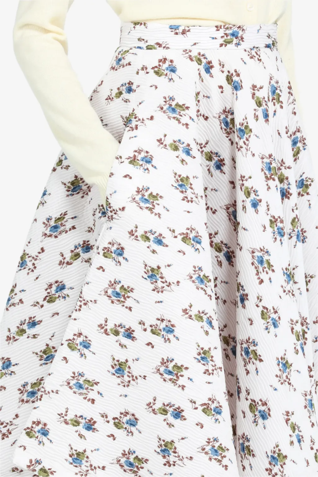 Floral-Print Pleated Midi Skirt