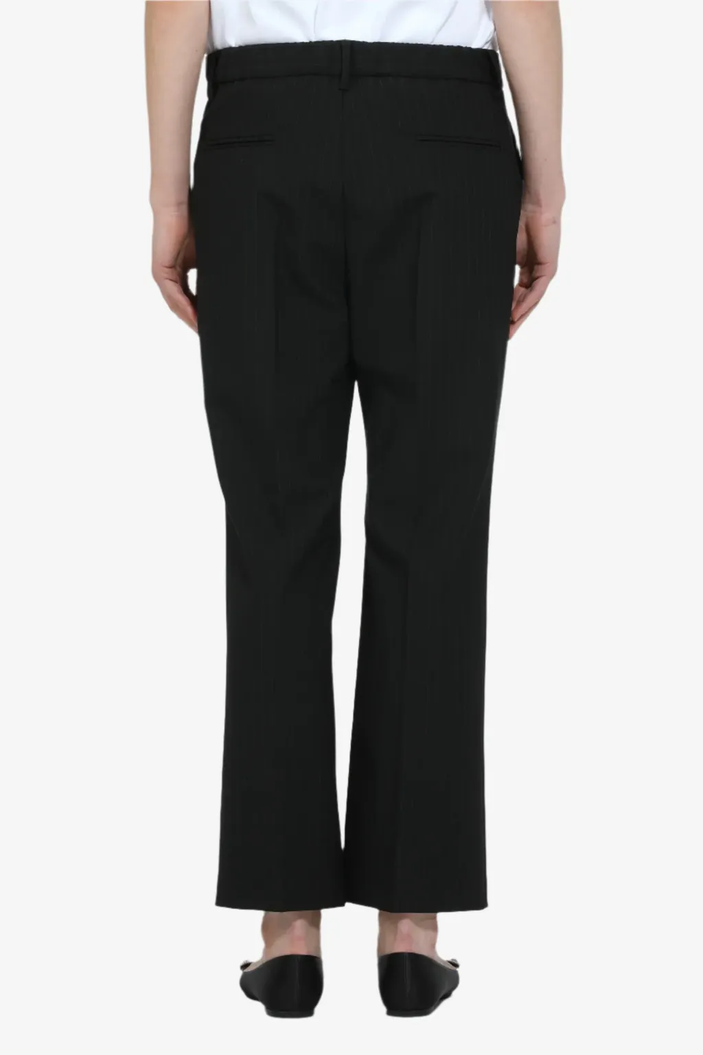 Straight Fit Striped Ankle Trousers