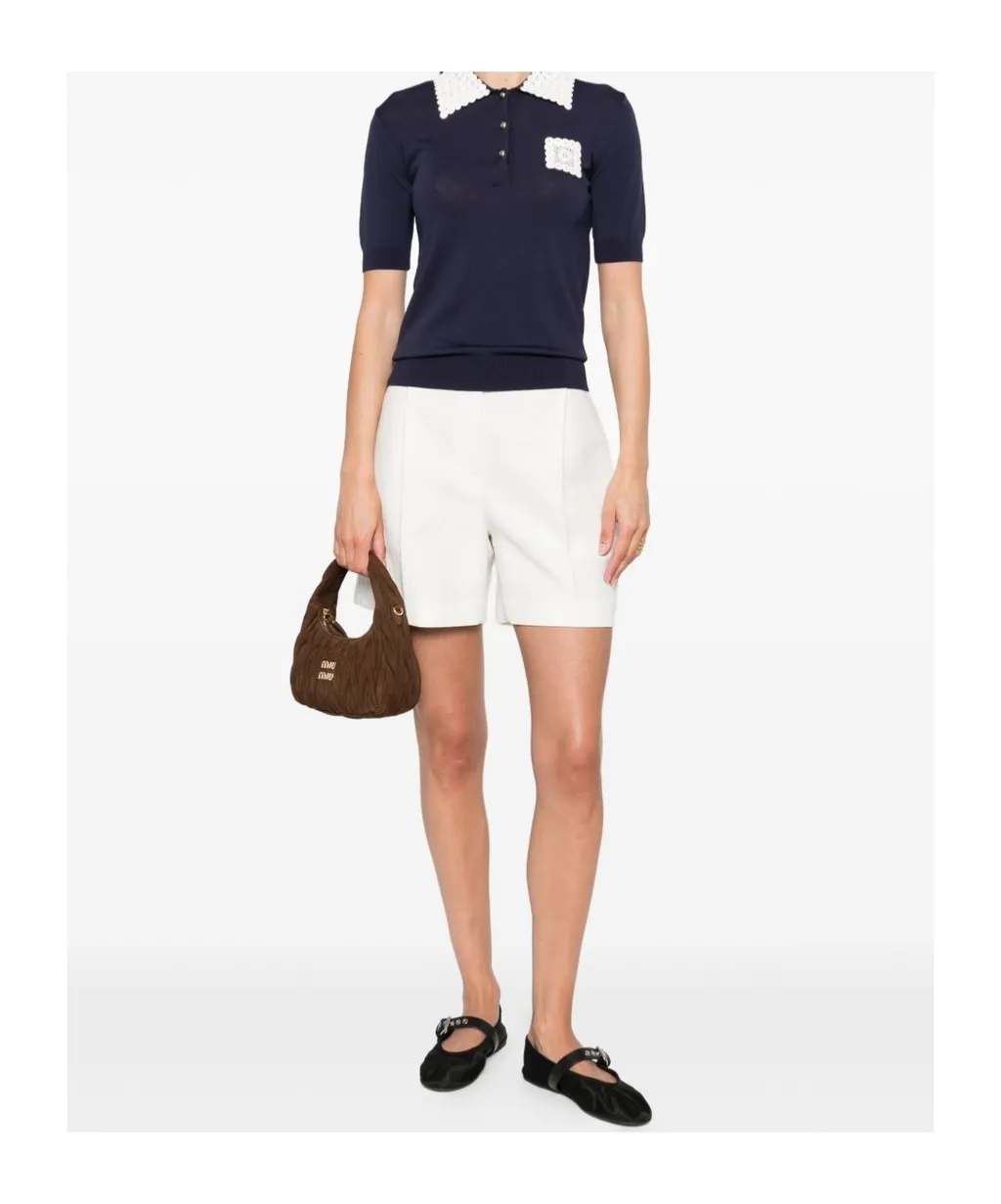 Crochet-Trimmed Polo Shirt