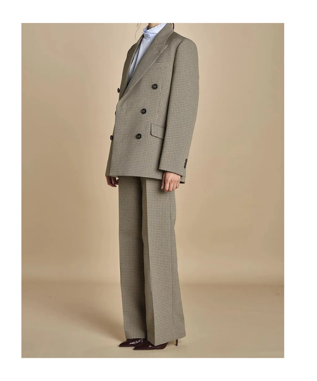 Double-Breasted Houndstooth Jacket