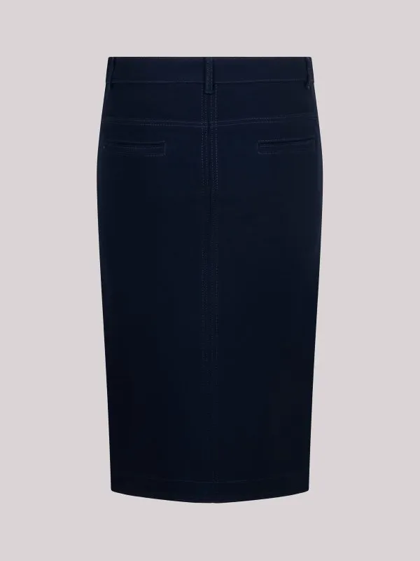 Mid-Rise Zip-Up Midi Skirt