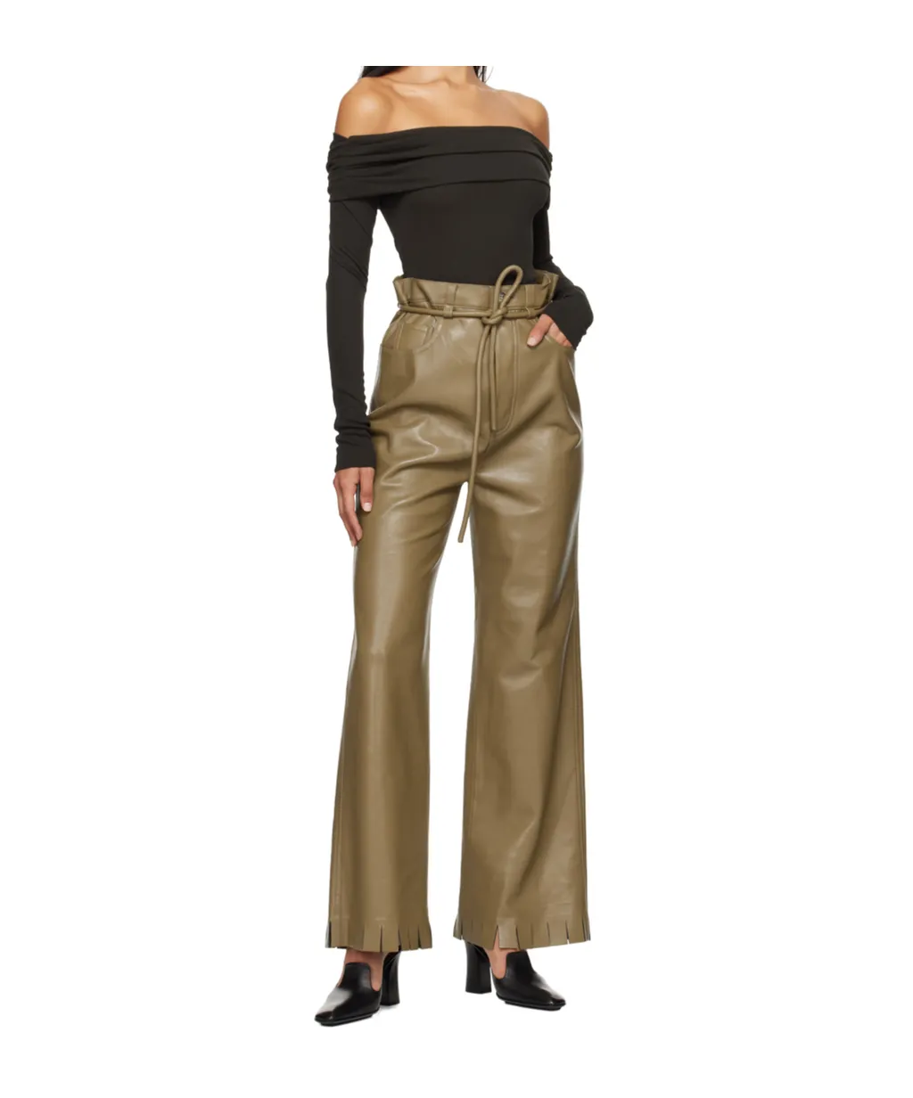 Cut-Hem High-Waisted Trousers