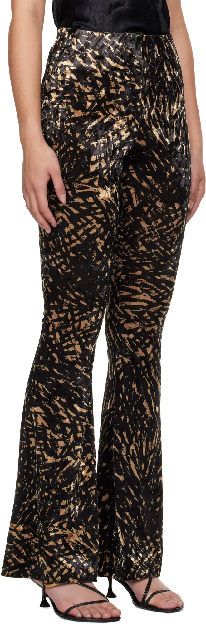 Abstract-Print Flared Trousers