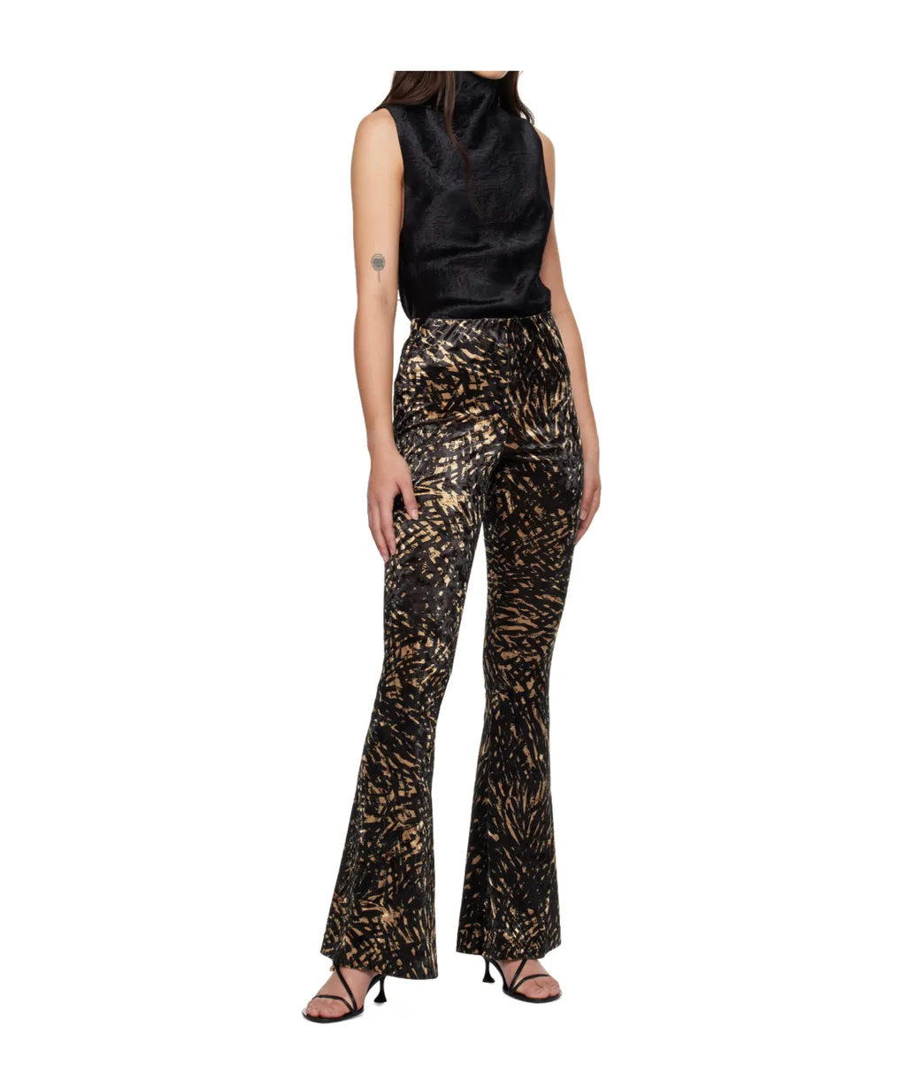 Abstract-Print Flared Trousers