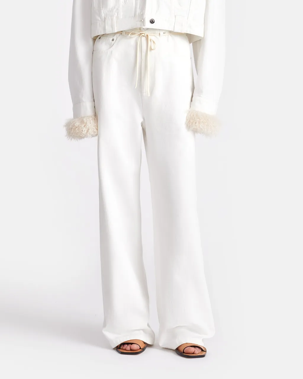 Tied-Waist Wide-Leg Jeans