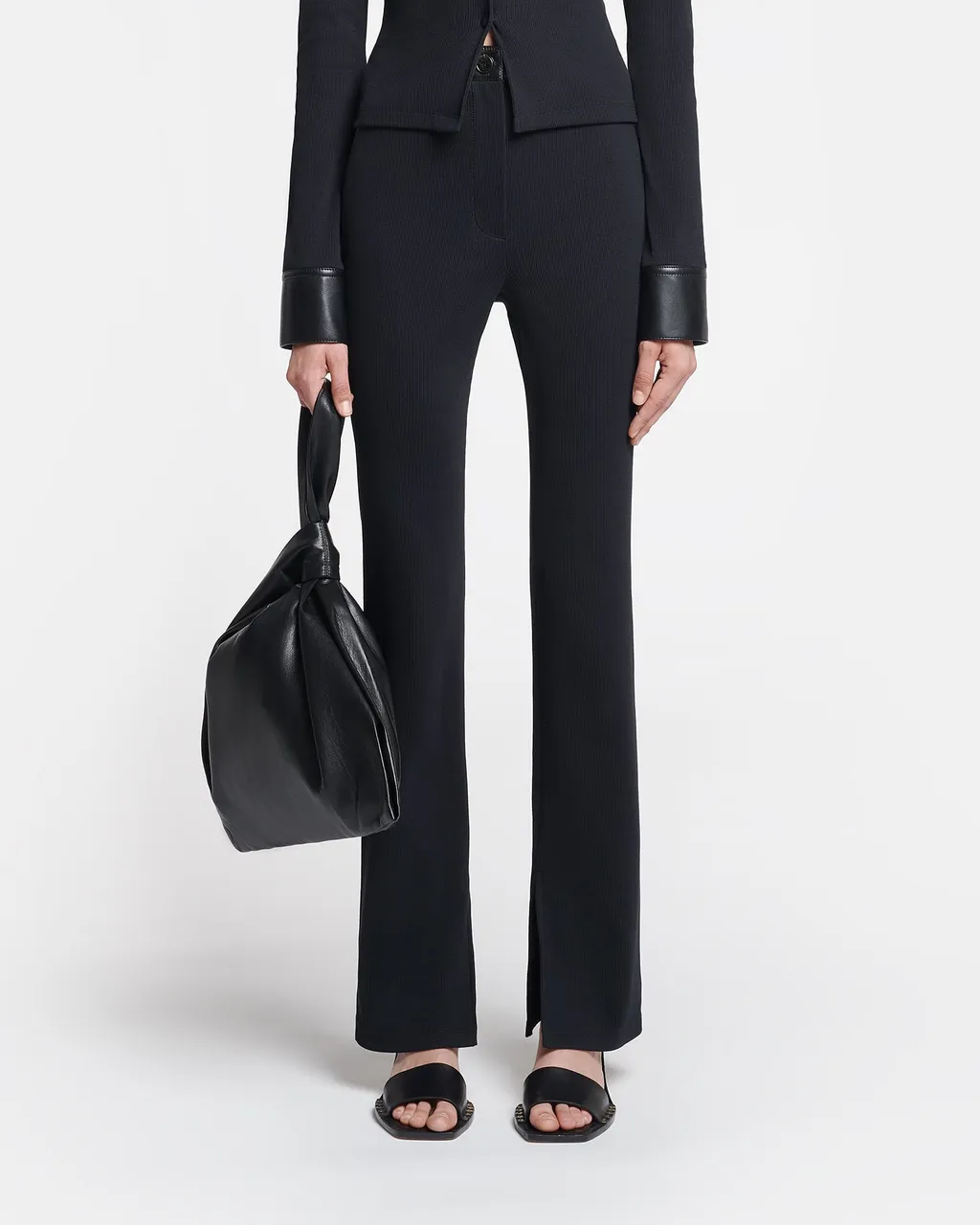 Slim-Leg Fine-Ribbed Trousers