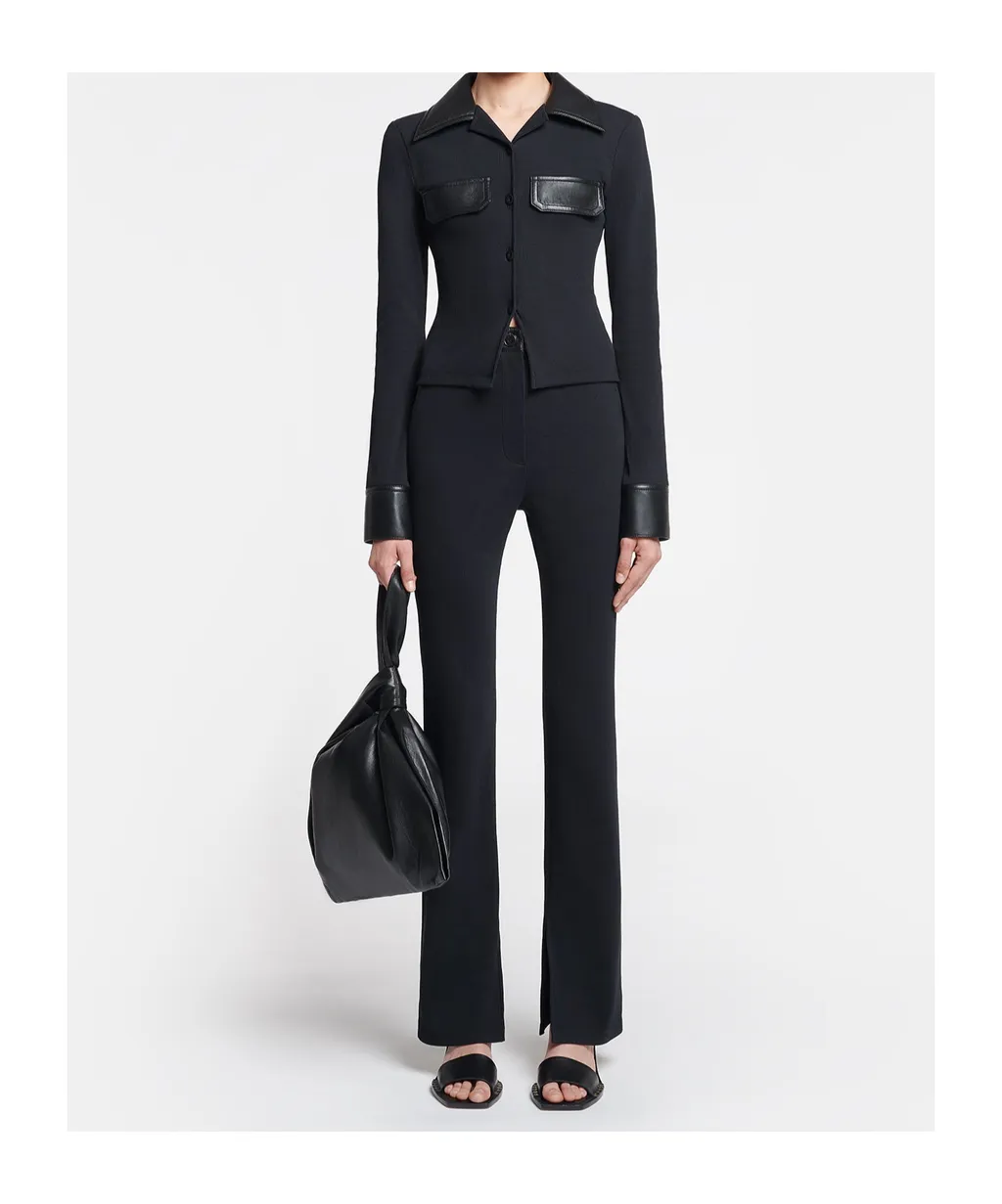 Slim-Leg Fine-Ribbed Trousers