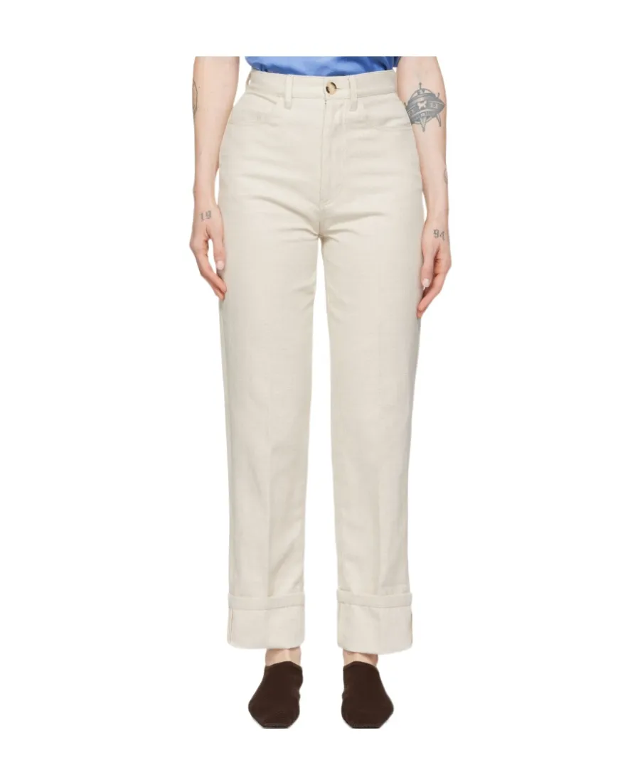 High-Waisted Straight-Leg Trousers