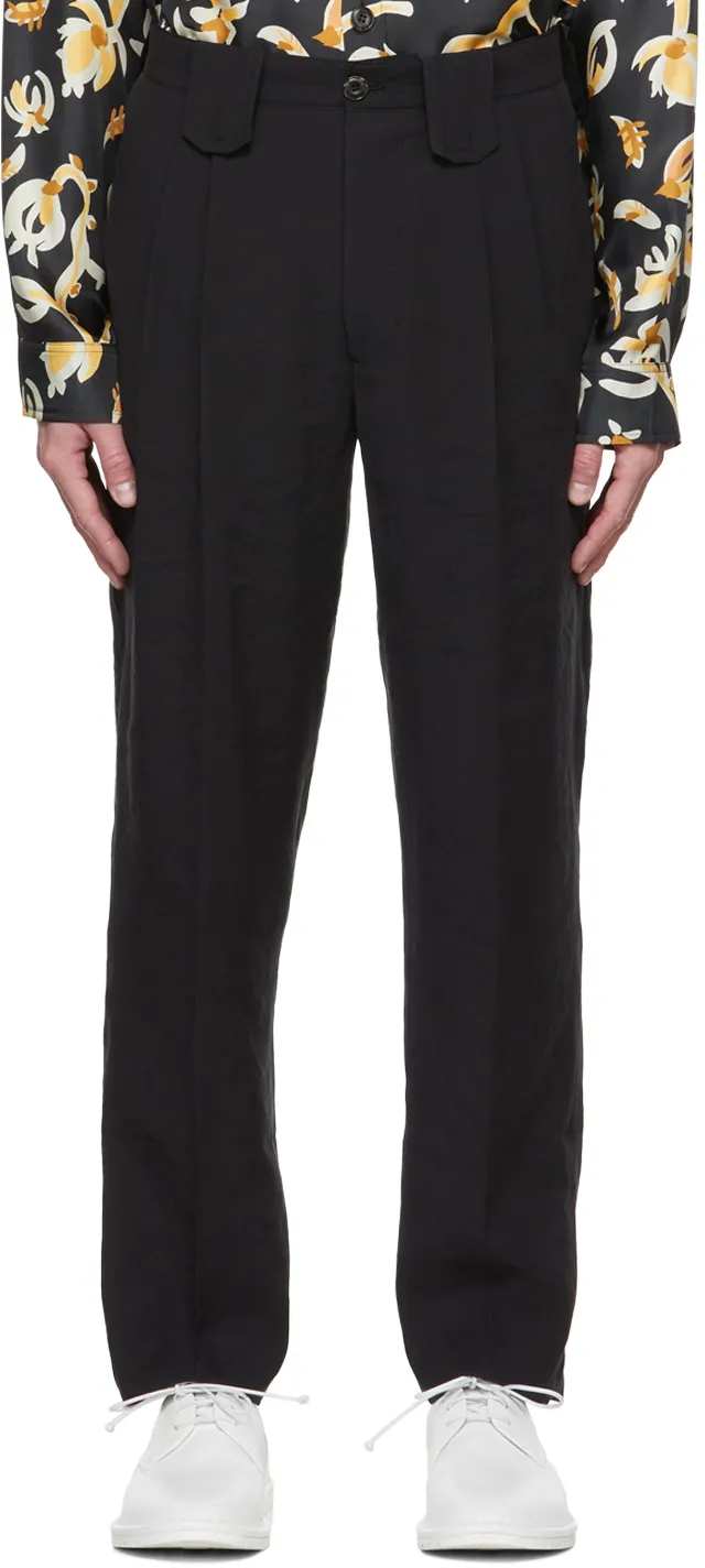 Pleat-Detail Straight-Leg Trousers