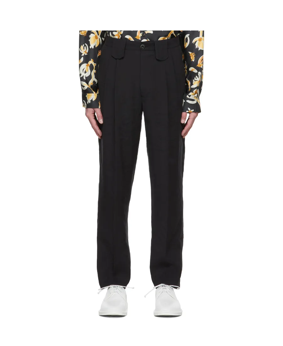 Pleat-Detail Straight-Leg Trousers
