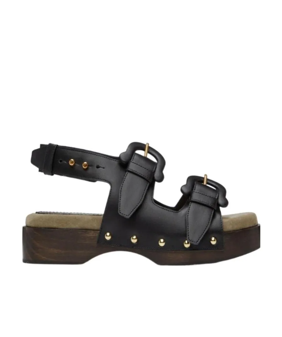 Double-Buckle Leather Sandals