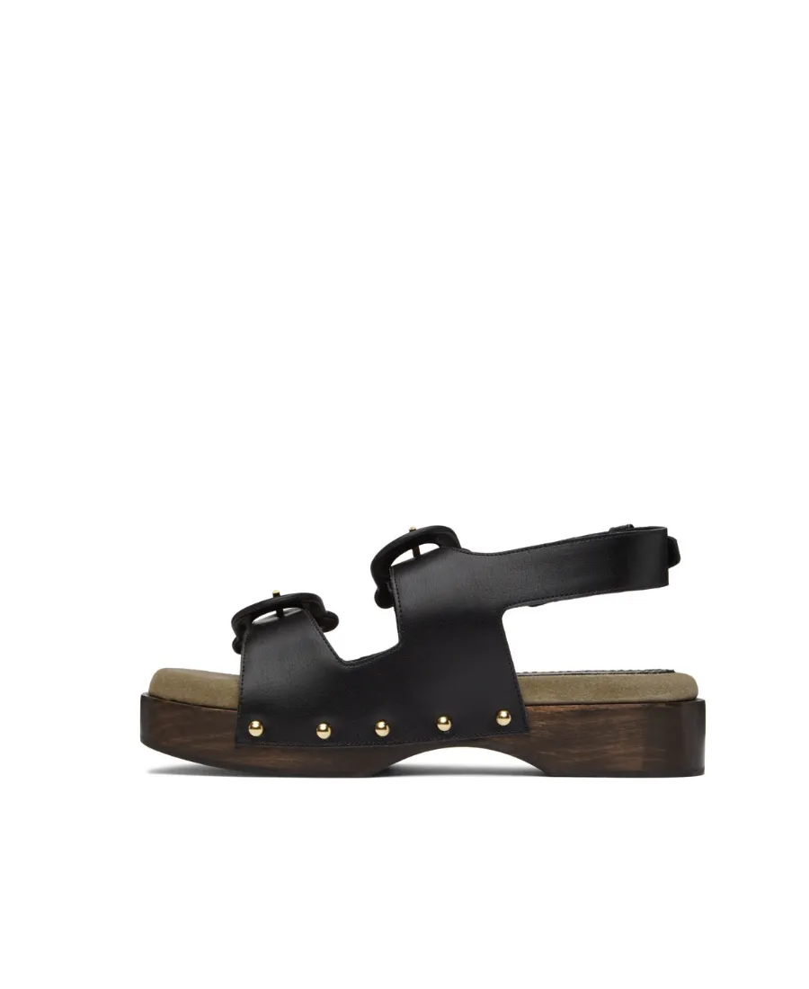 Double-Buckle Leather Sandals