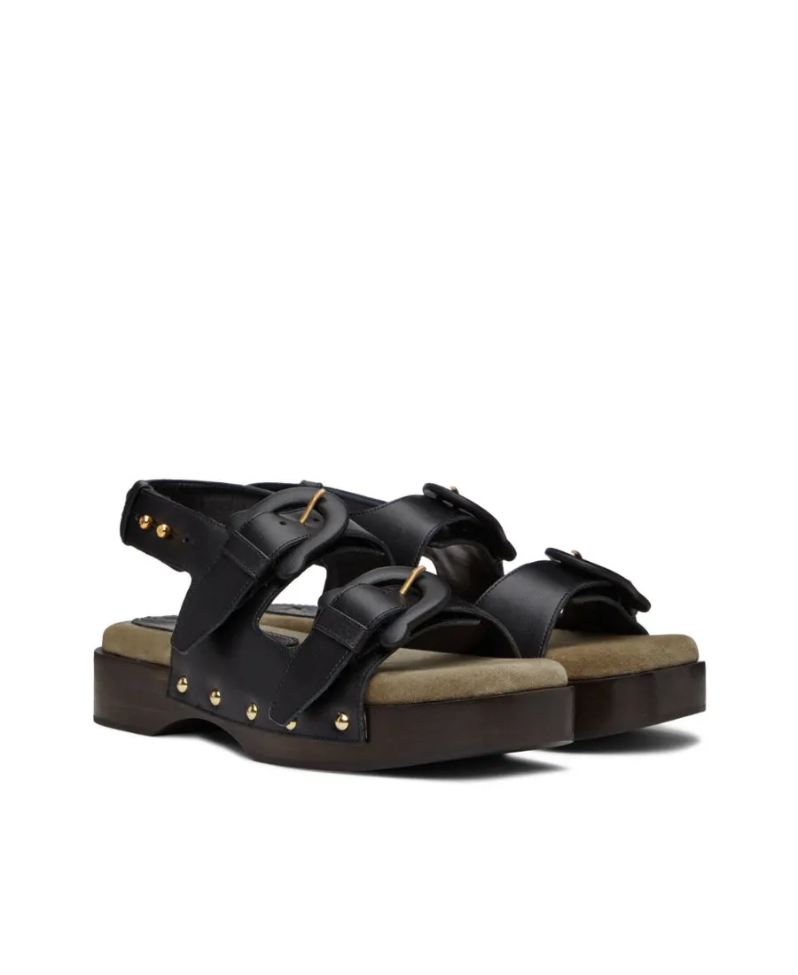 Double-Buckle Leather Sandals