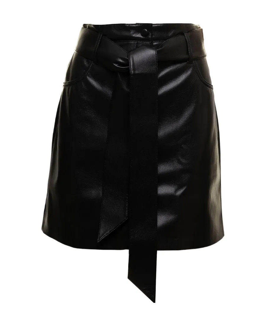 High-Waist A-Line Belted Mini Skirt
