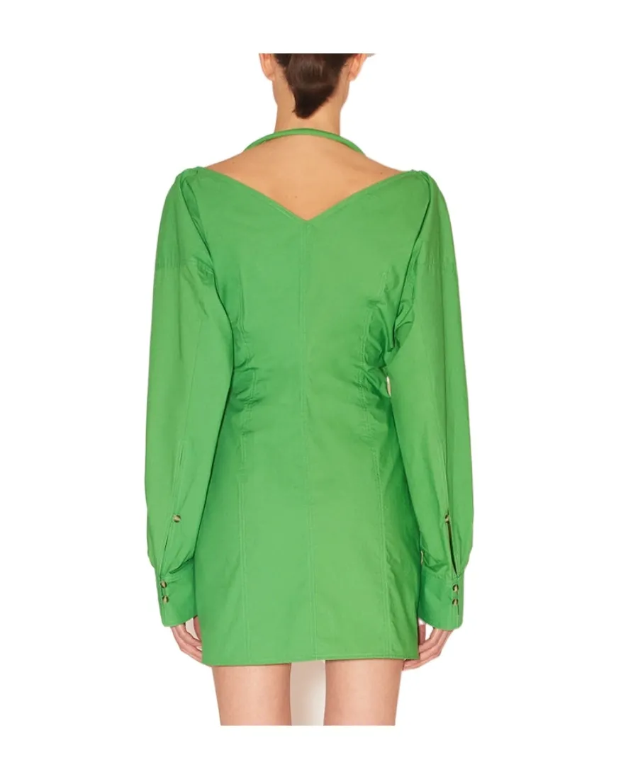 Long-Sleeve Button-Fastening Dress
