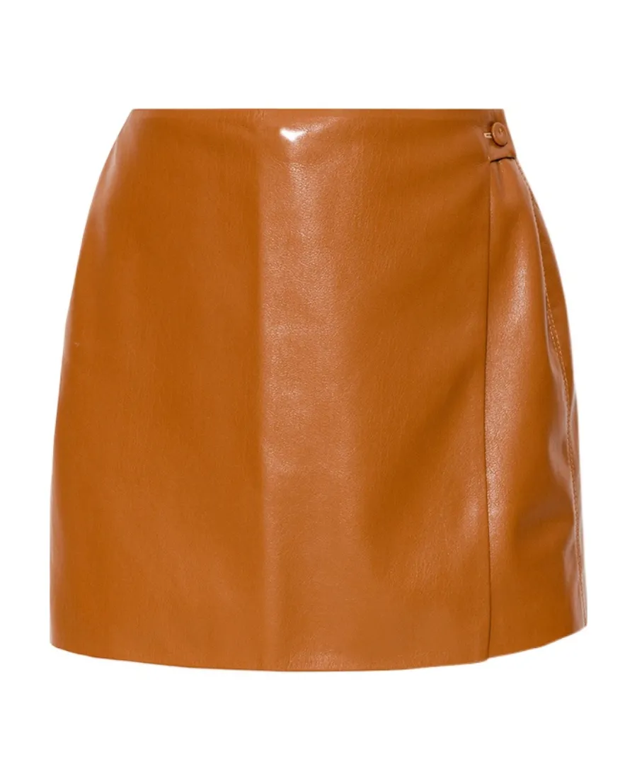 Faux-Leather Warp Skort