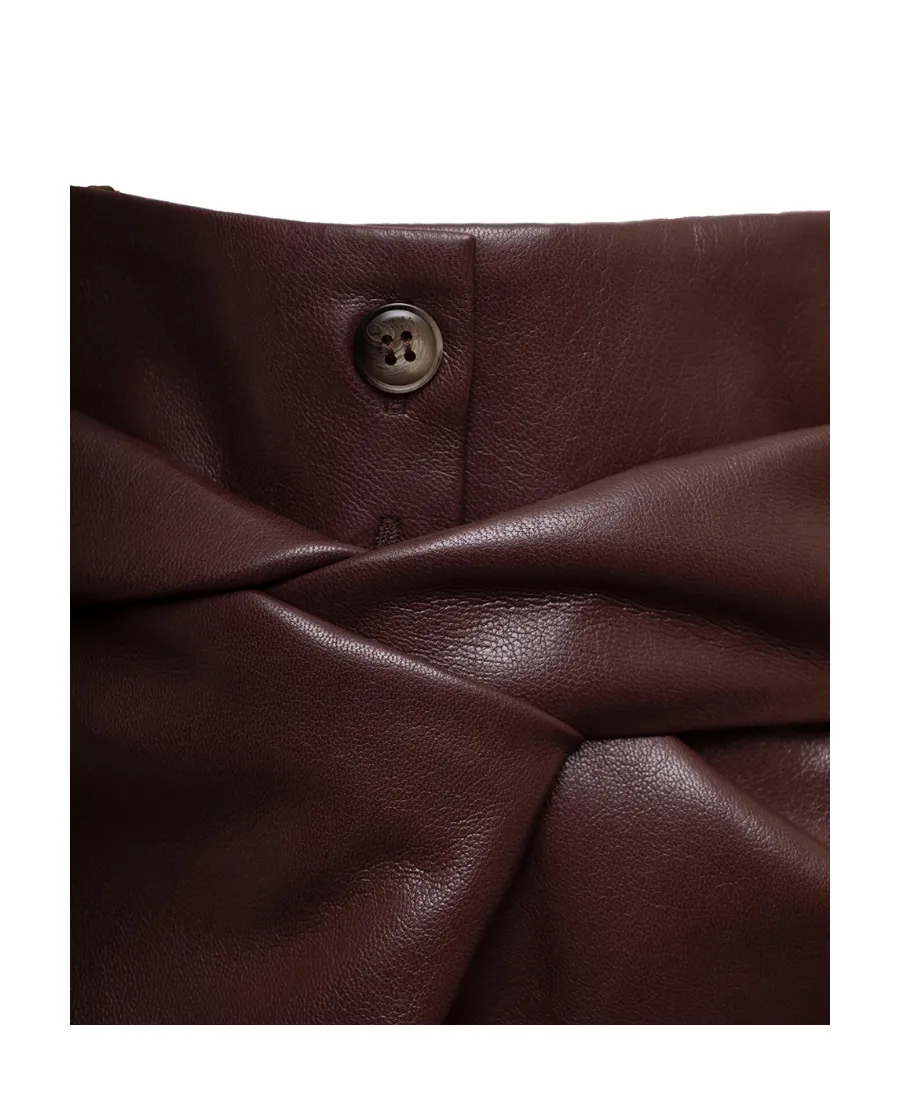 Twist-Front Faux-Leather Wrap Skirt