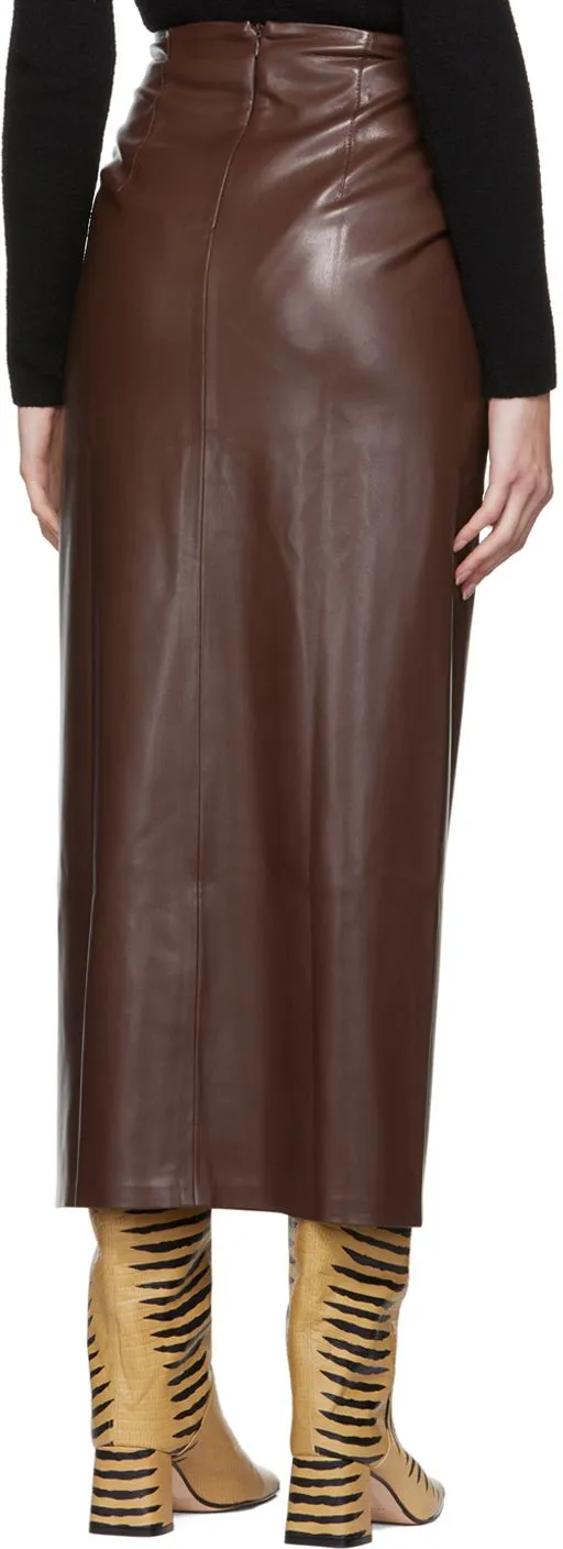 Twist-Front Faux-Leather Wrap Skirt