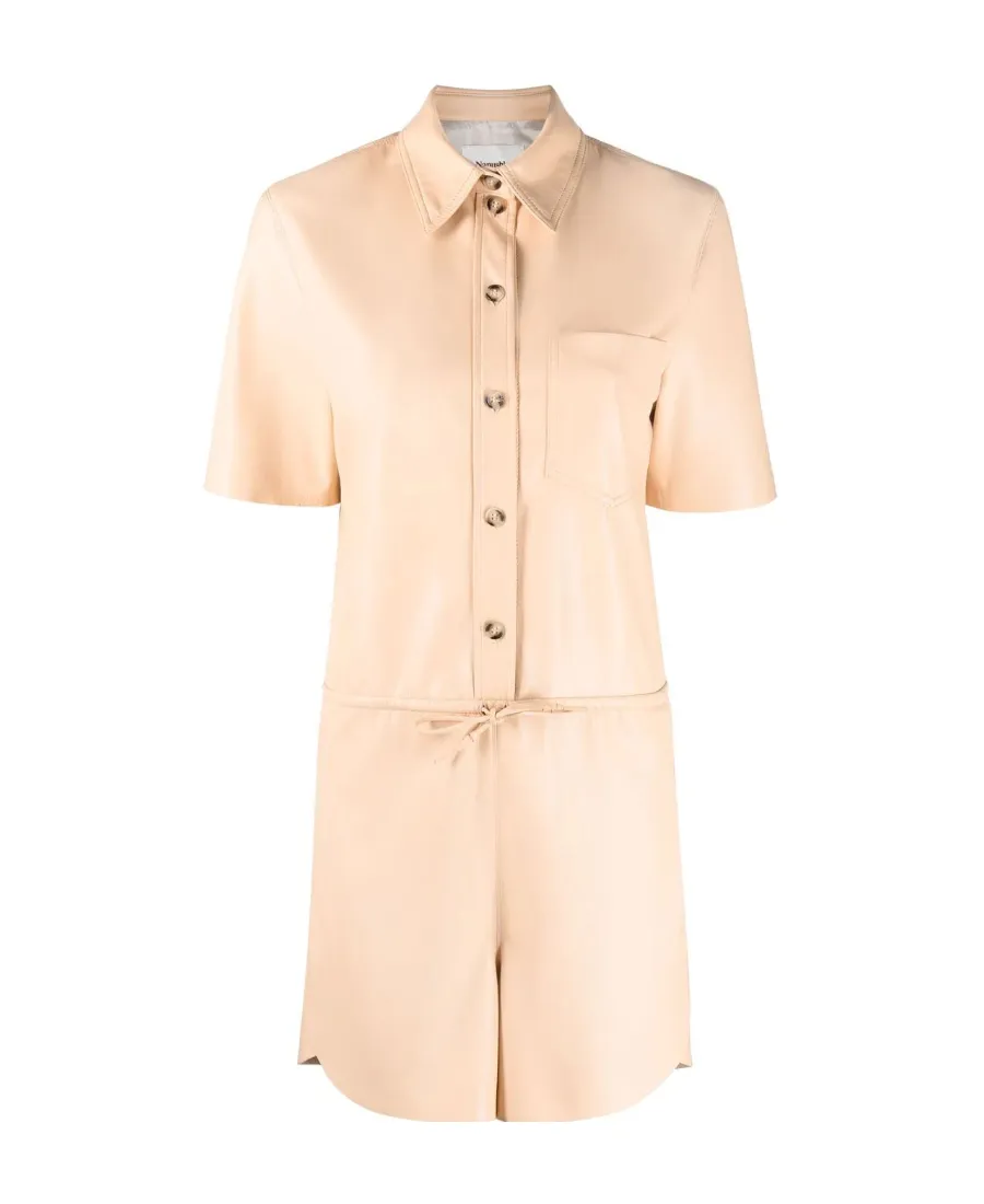 Vegan-Leather Short-Sleeve Playsuit