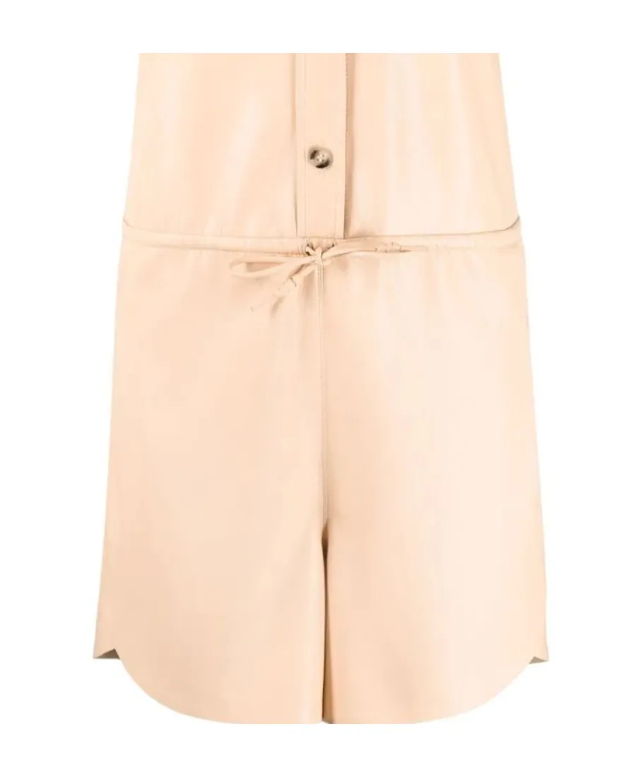 Vegan-Leather Short-Sleeve Playsuit