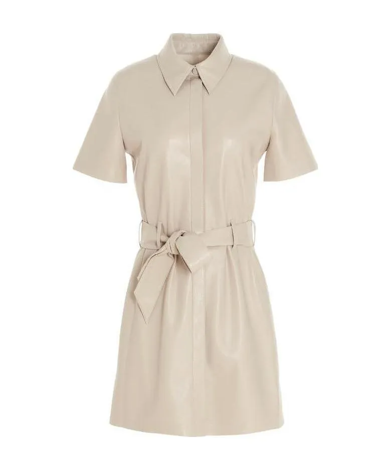 Halli Faux-Leather Mini Shirtdress