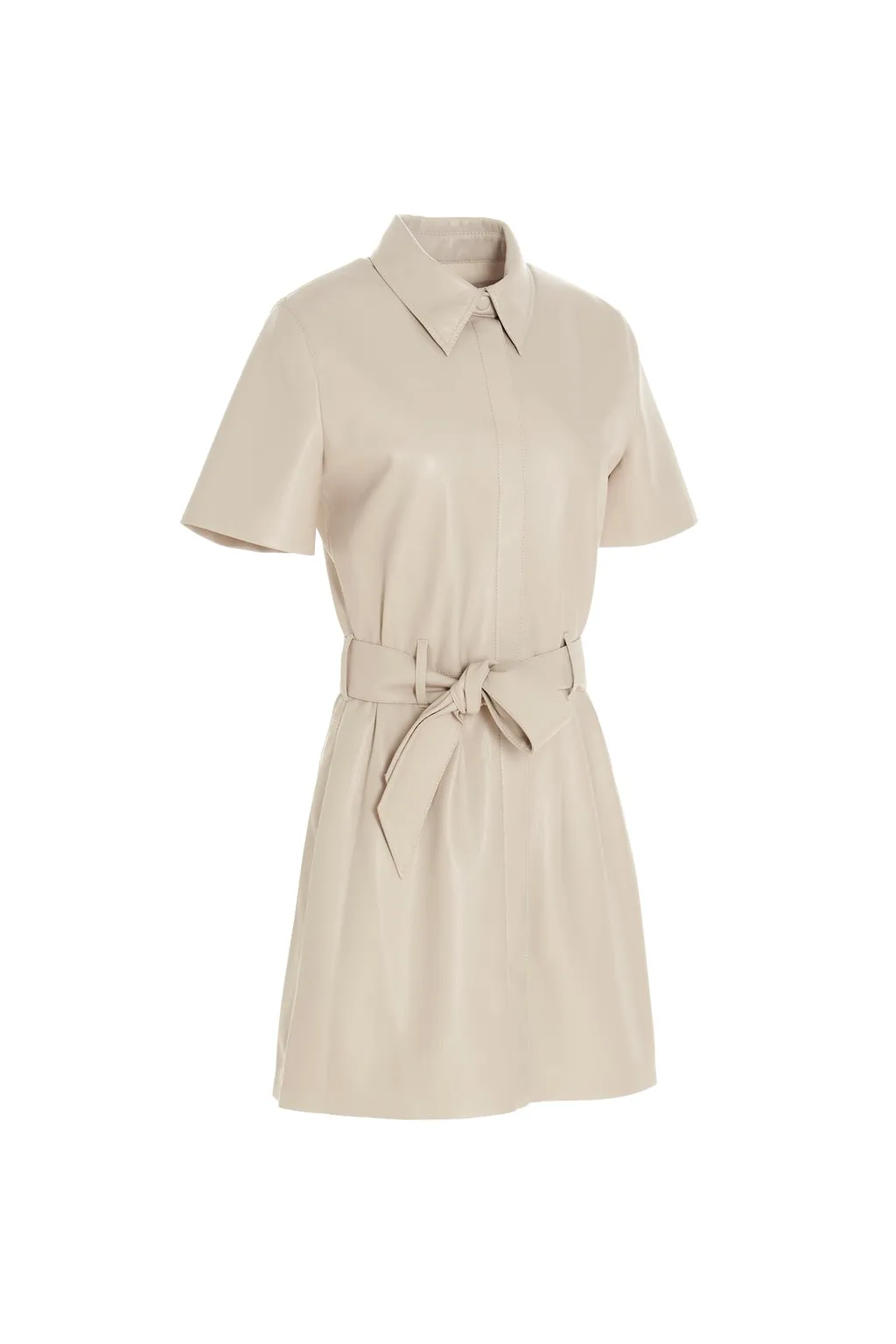 Halli Faux-Leather Mini Shirtdress