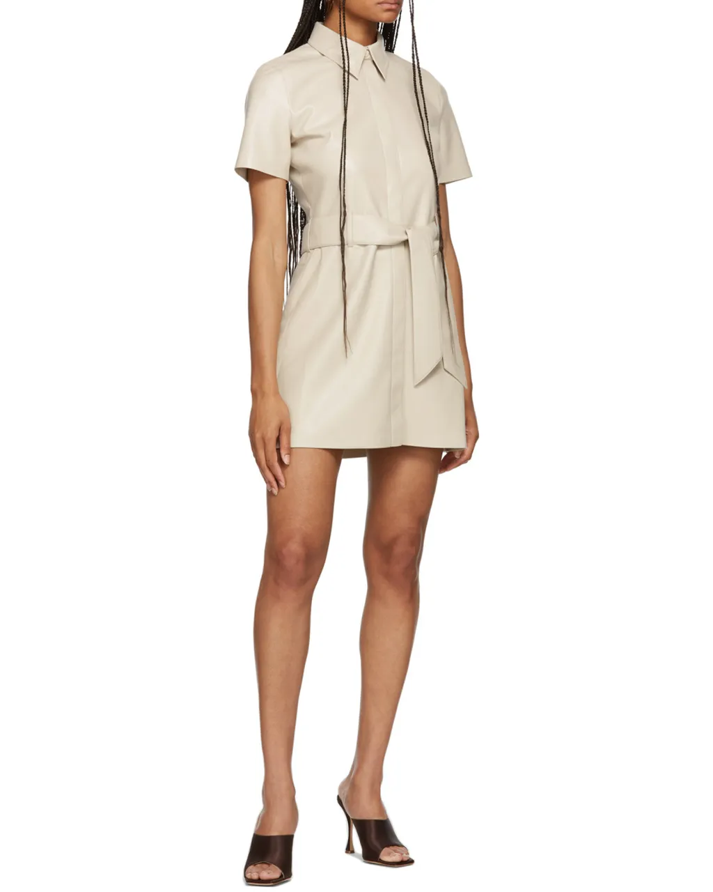 Halli Faux-Leather Mini Shirtdress