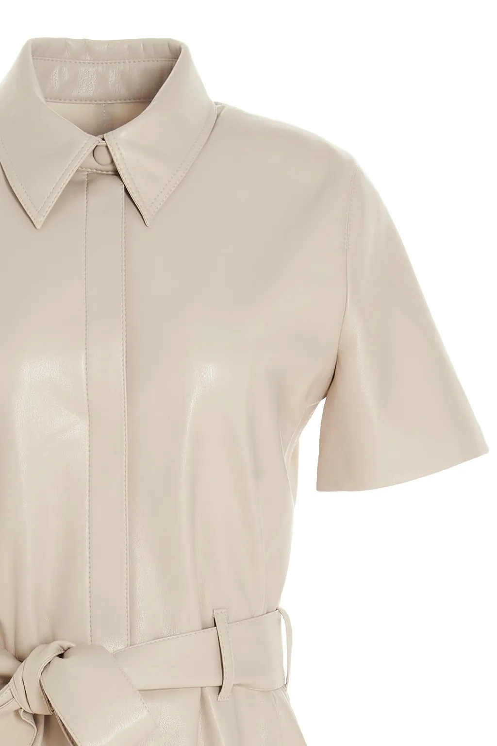 Halli Faux-Leather Mini Shirtdress