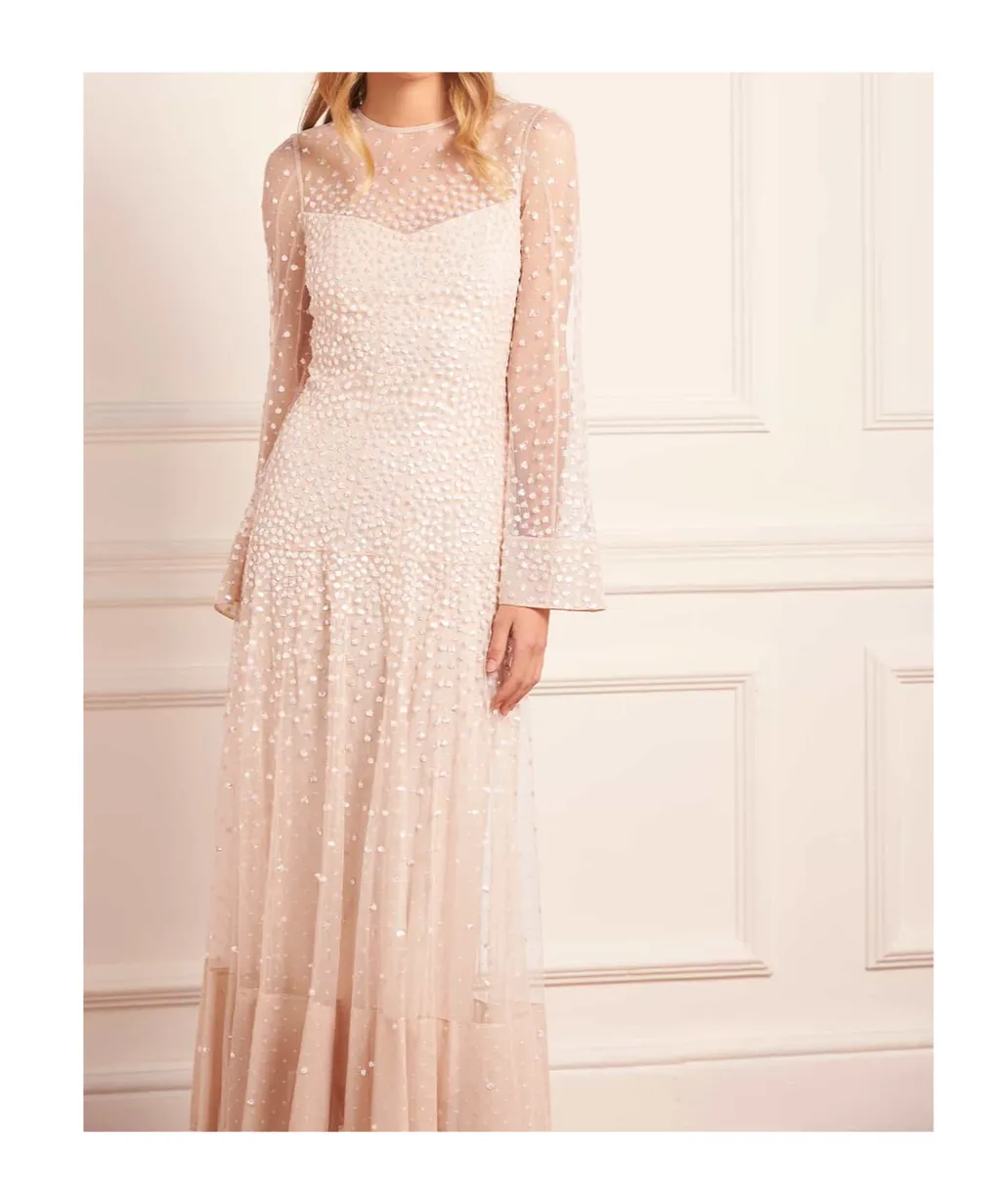 Sequined Long-Sleeved Dress