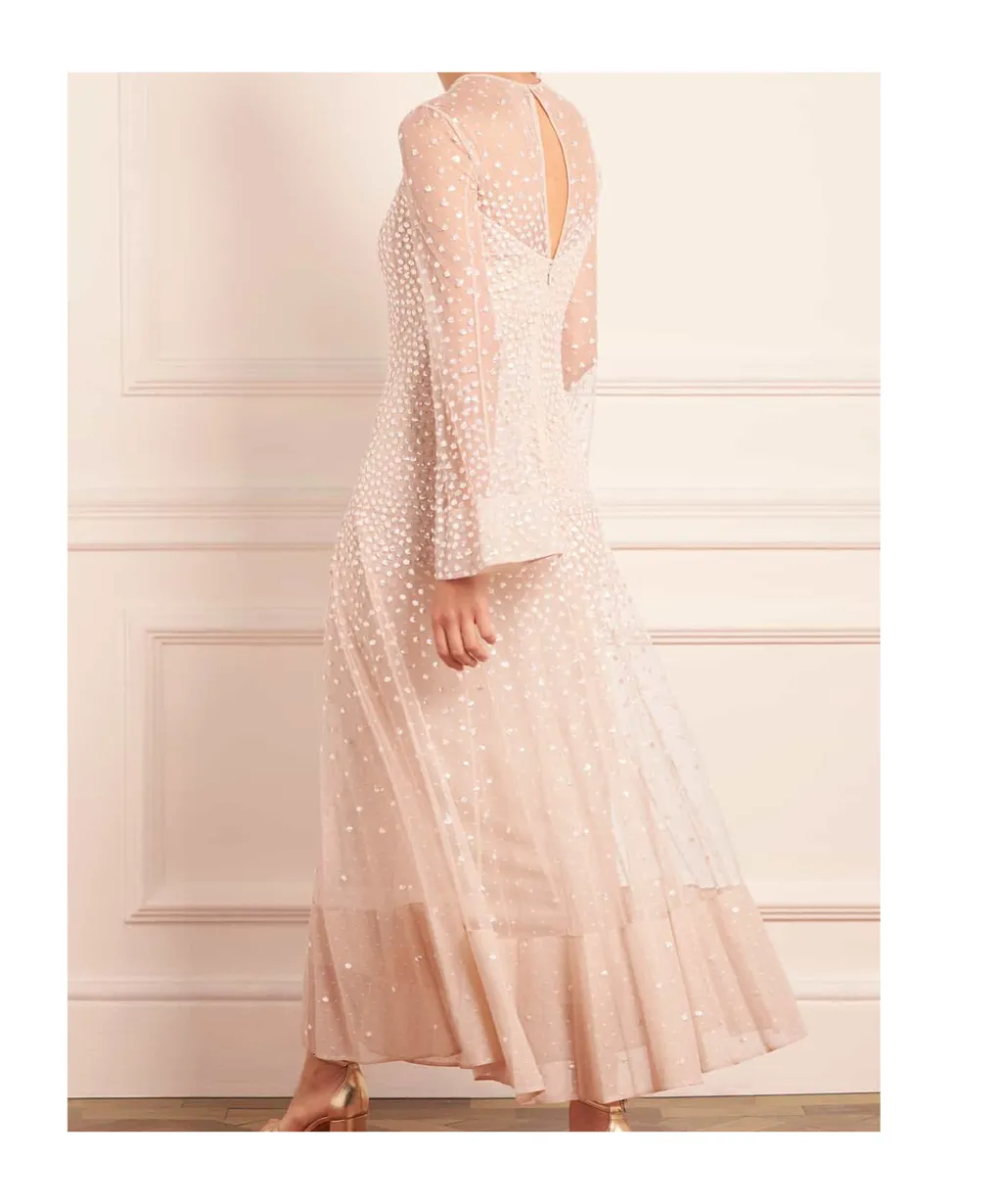 Sequined Long-Sleeved Dress