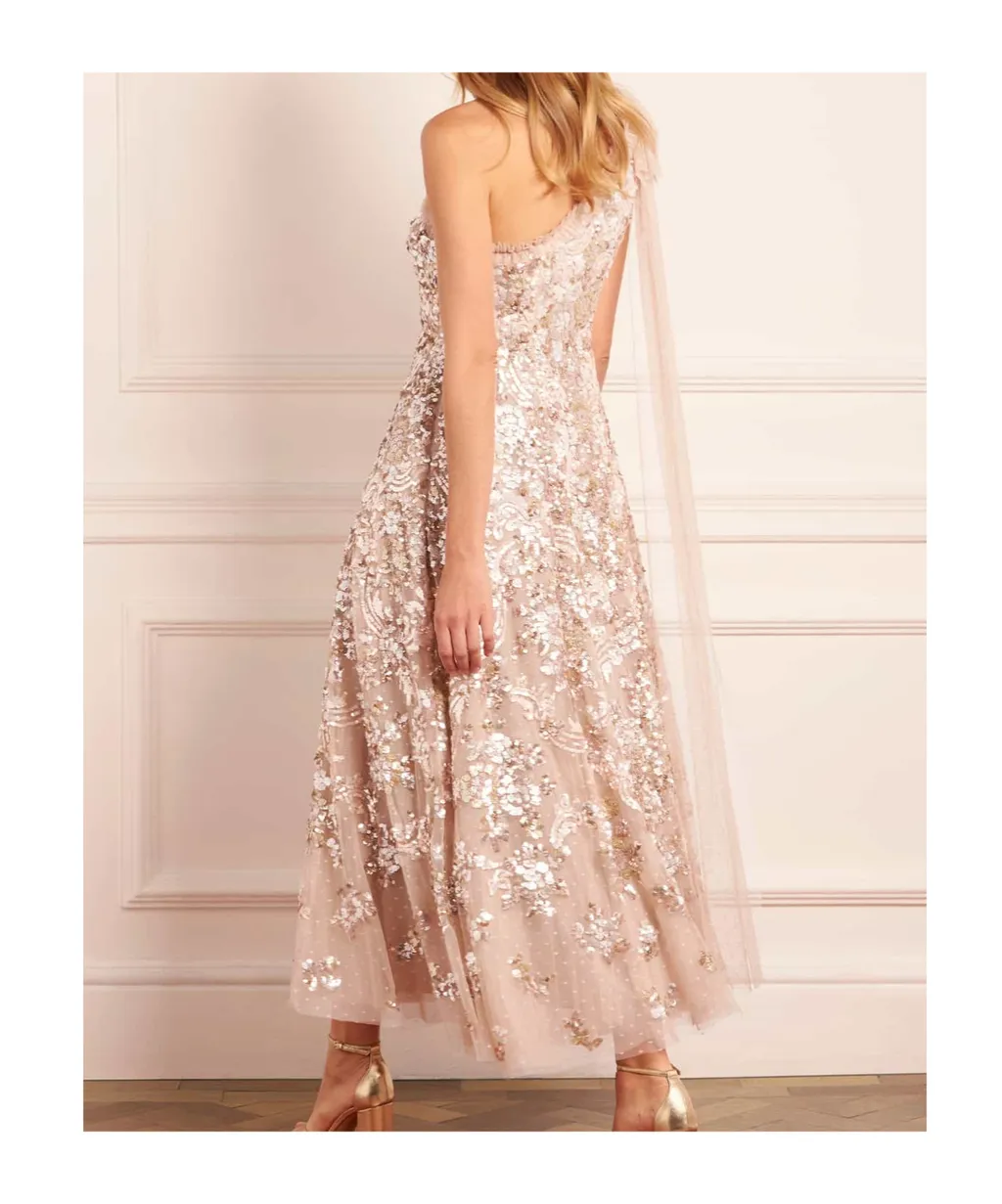 Floral One-Shoulder Bow Dress