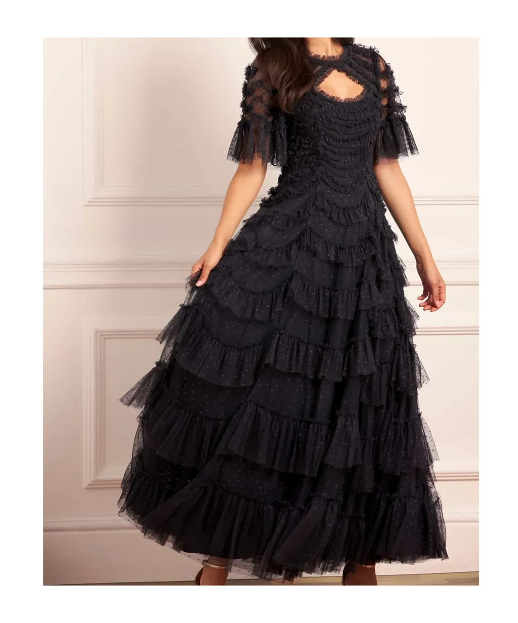 Tulle Short-Sleeved Dress