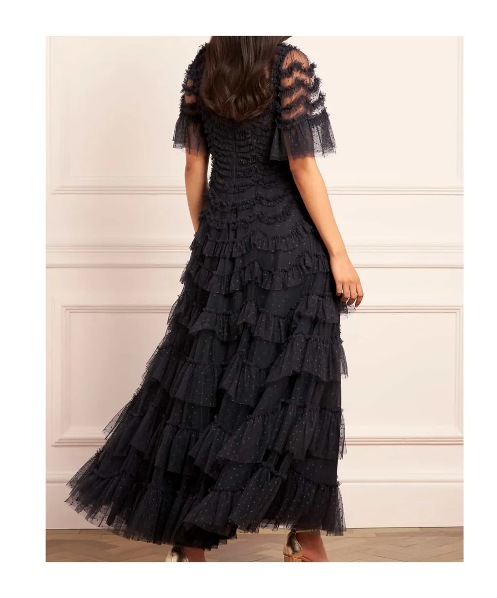 Tulle Short-Sleeved Dress