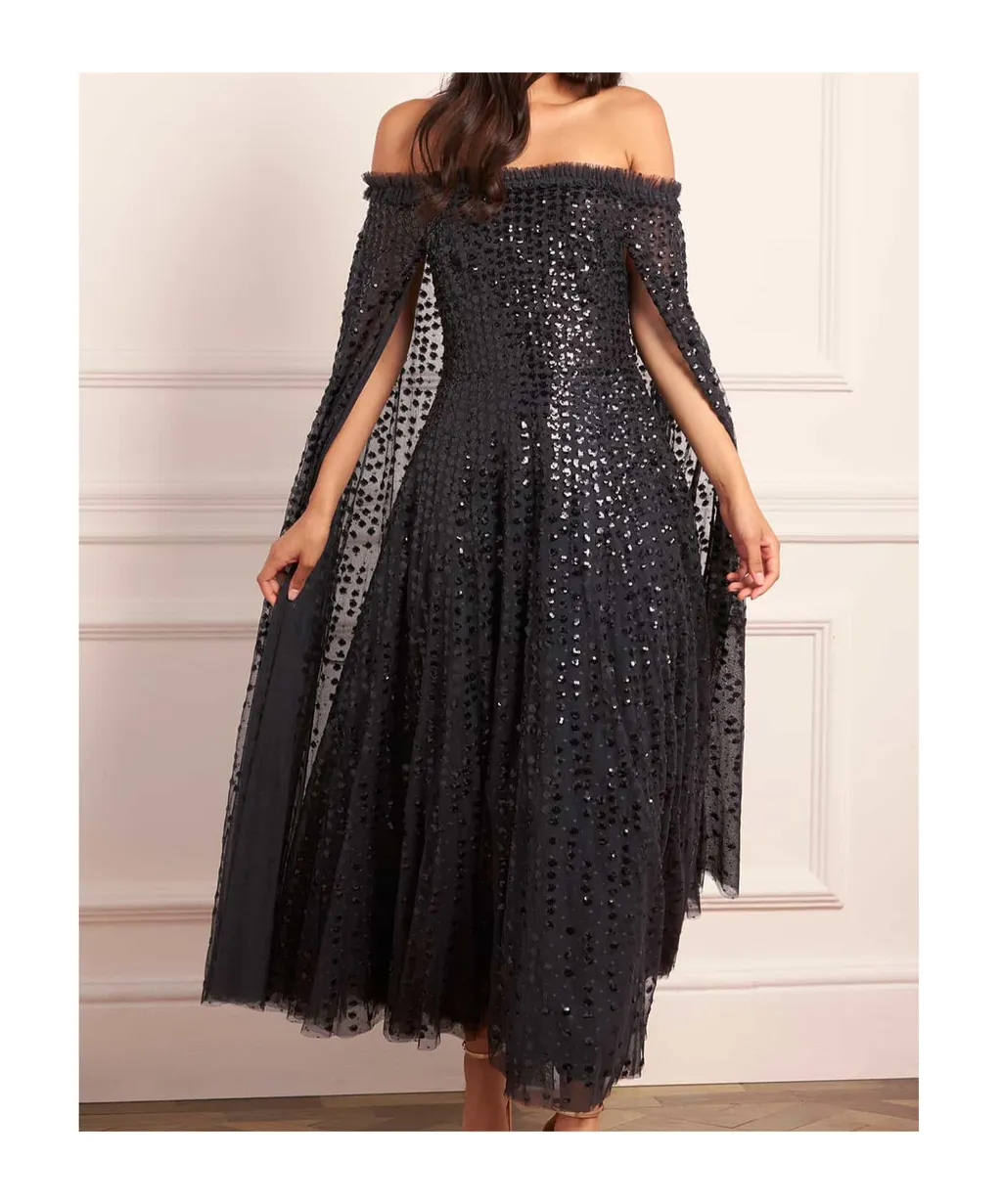 Sequined Cape Dress