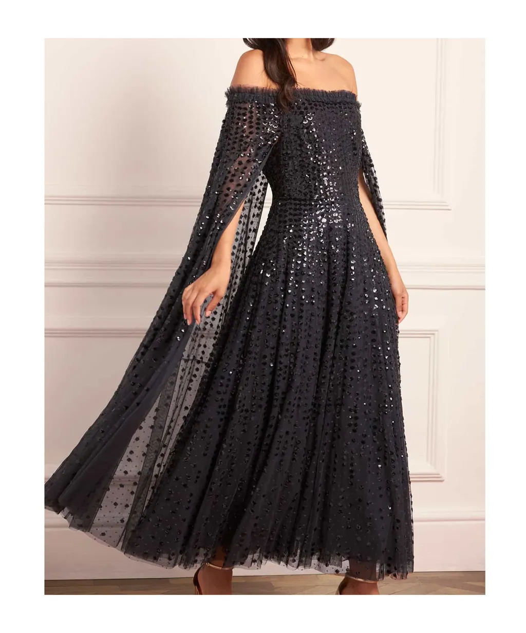 Sequined Cape Dress
