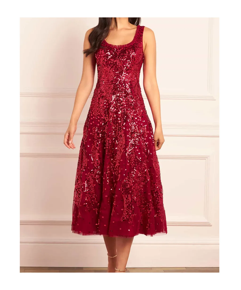 Sequined Round Neck Dress