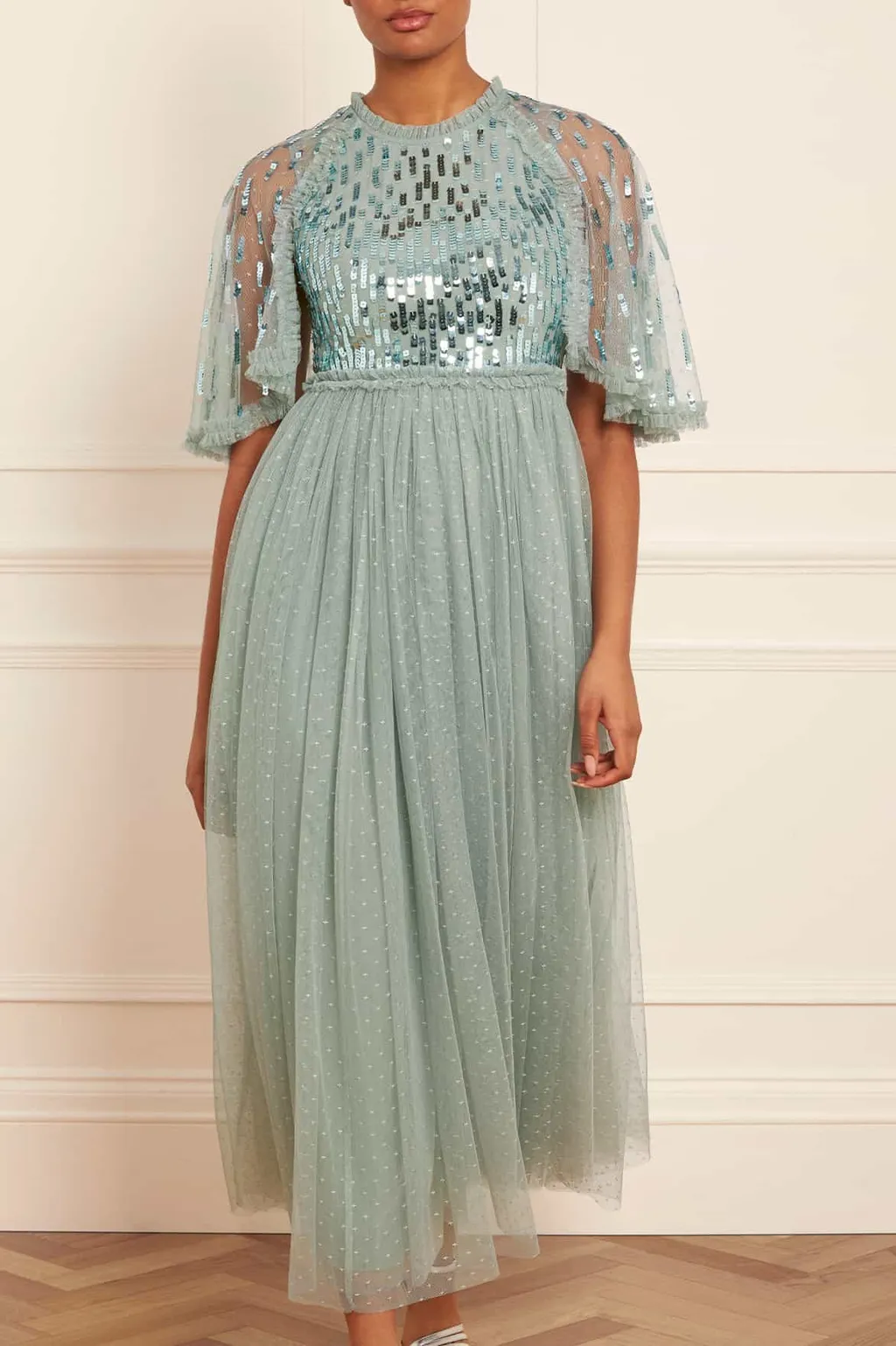 Sequined Short-Sleeved Dress