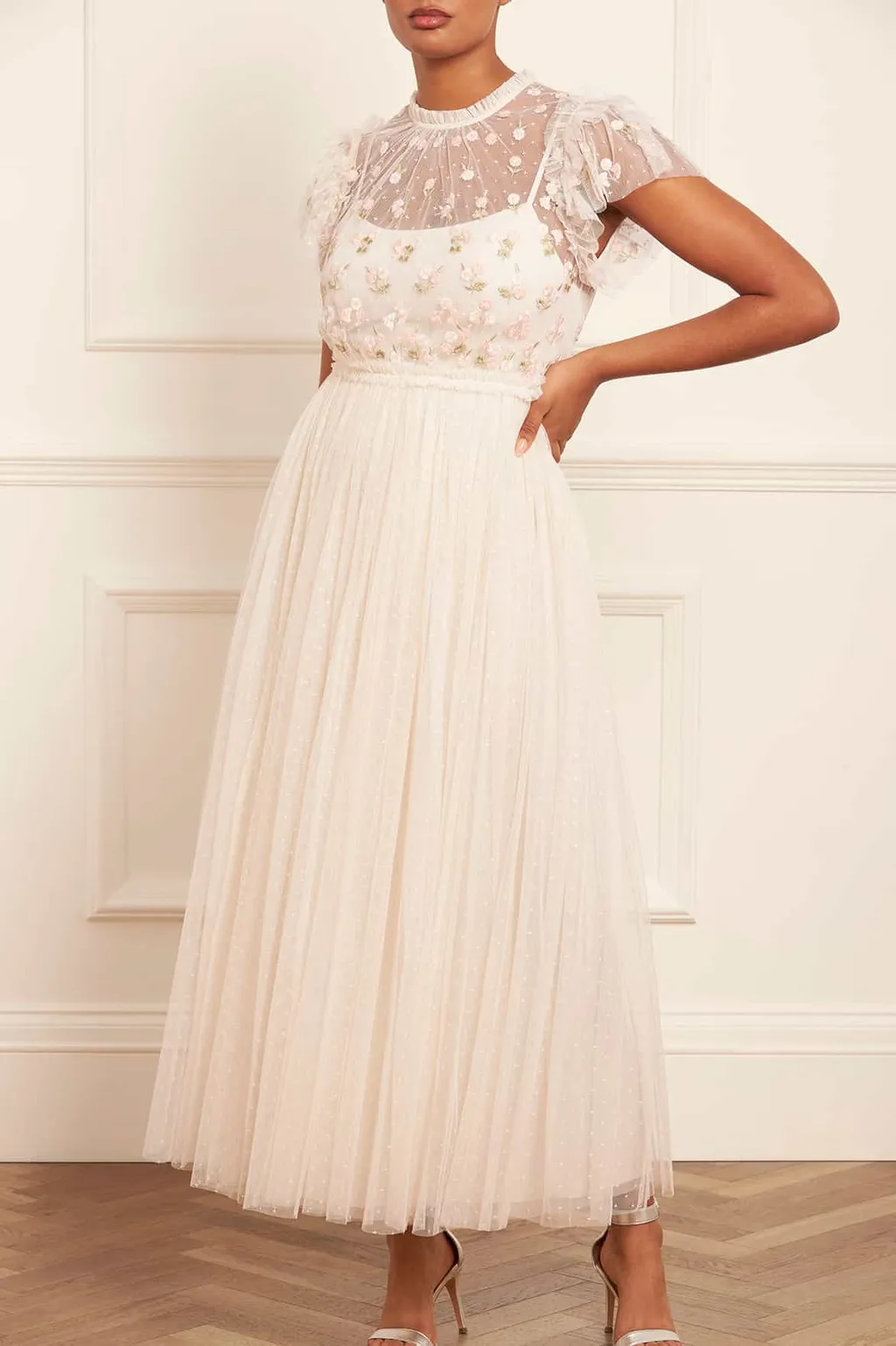 Rococo Floral-Embroidered Gown