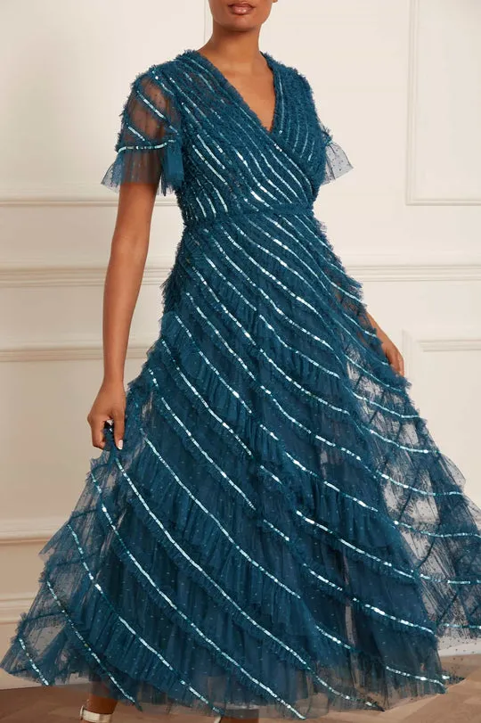 Sequined V Dress