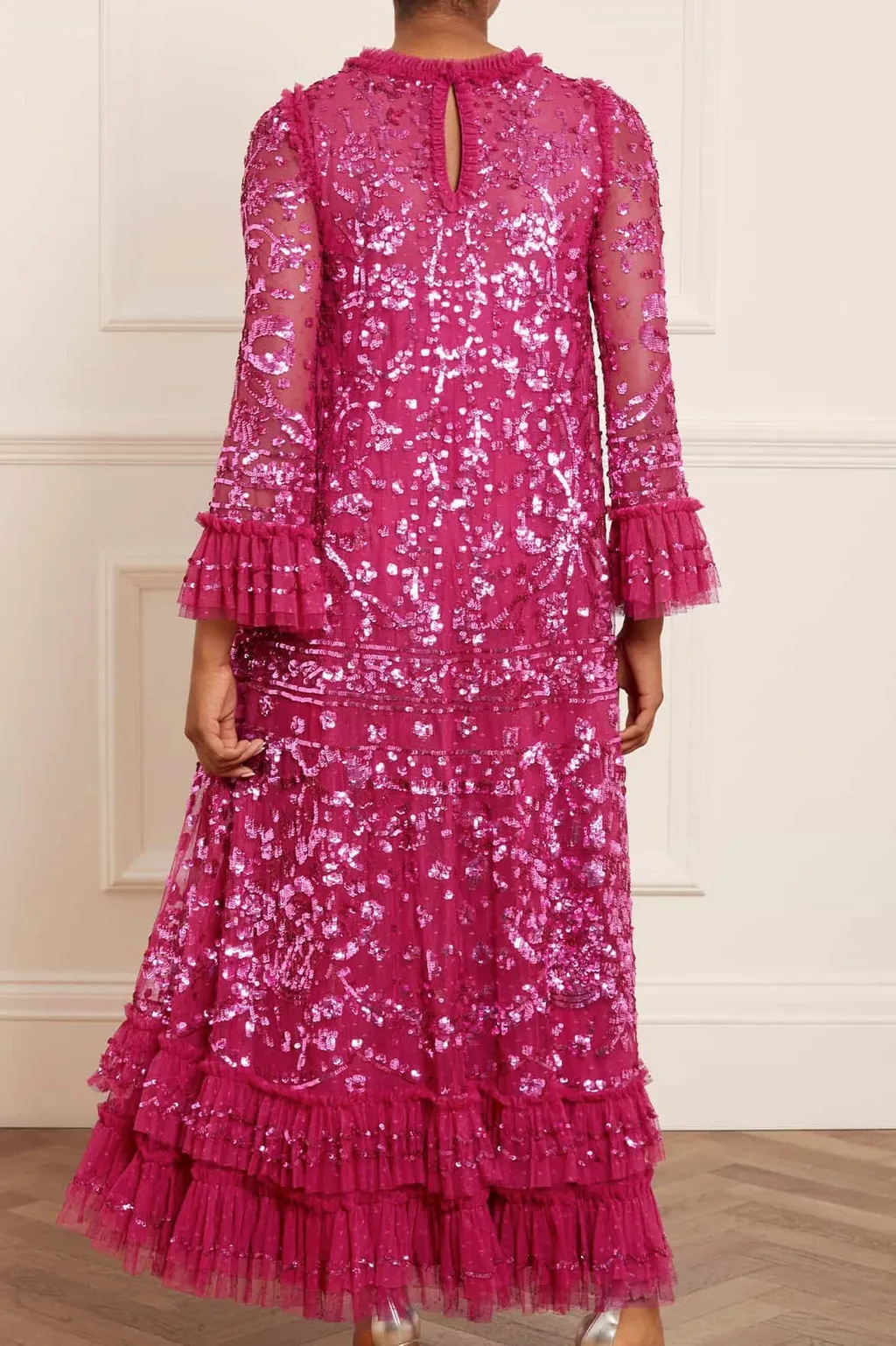 Sequinned Ruffled Maxi Dress