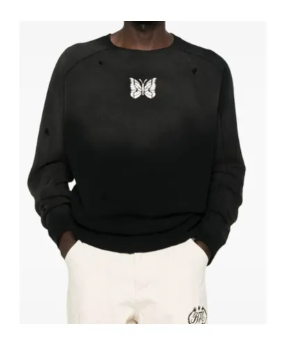 Butterfly-Print Distressed-Effect Sweatshirt