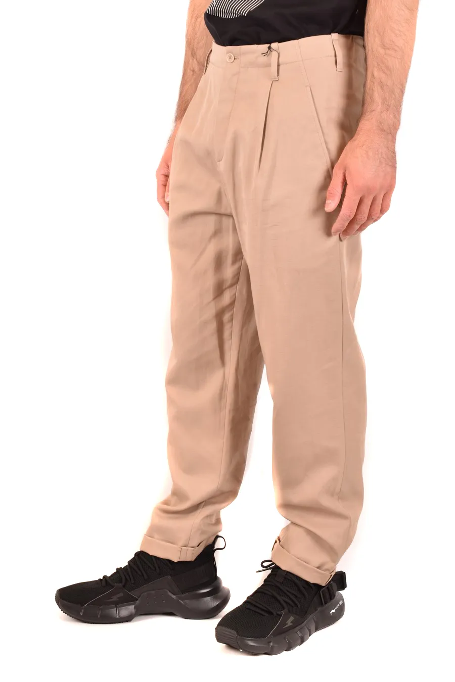 Turn-Up Hem Straight-Leg Trousers