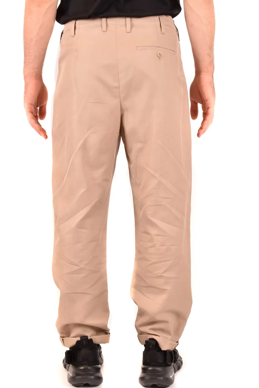 Turn-Up Hem Straight-Leg Trousers